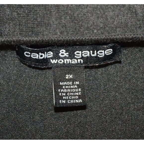 Cable & Gauge Women's Gray Studded 3/4 Dolman Sleeves Sweater Top Plus Size 2X - Picture 10 of 12